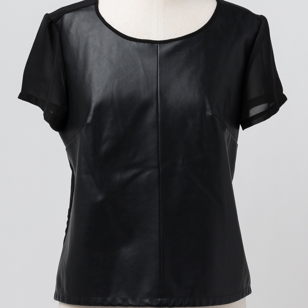 Bloomingdale's Aqua Leather Blouse- Size S